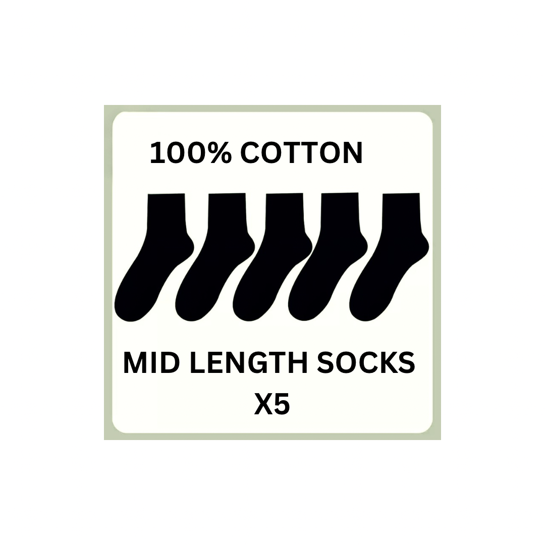 100% Cotton Socks (5pairs)
